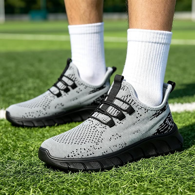 Lightweight Kids Soccer Shoes - Breathable Mesh, Non-Slip Athletic Sneakers Gray/Black TX025+3