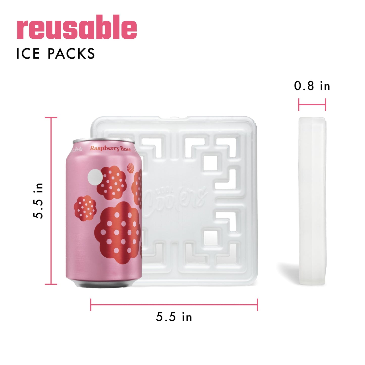 Cool Coolers Large Fashion Ice by Fit & Fresh, 6pk Ice Blocks for Lunchboxes, Quick Freeze, Space Saving, Stylish Reusable Freezer Packs for Coolers, Pearl White