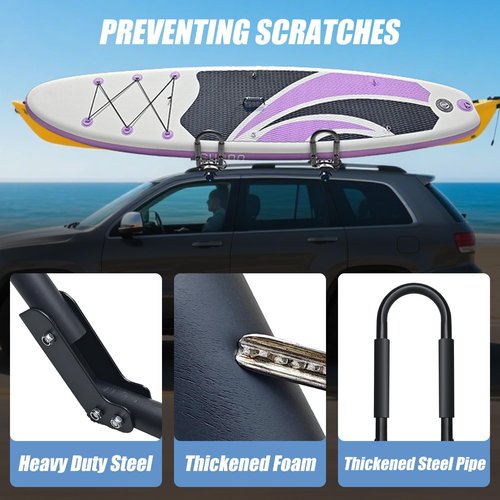 SUDOO Folding Kayak Roof Rack for 2 Kayaks Universal Kayak Carrier 4pcs J-Bar Kayak Roof Carrier for Car, Trucks, SUV and Canoe (2 Pairs)