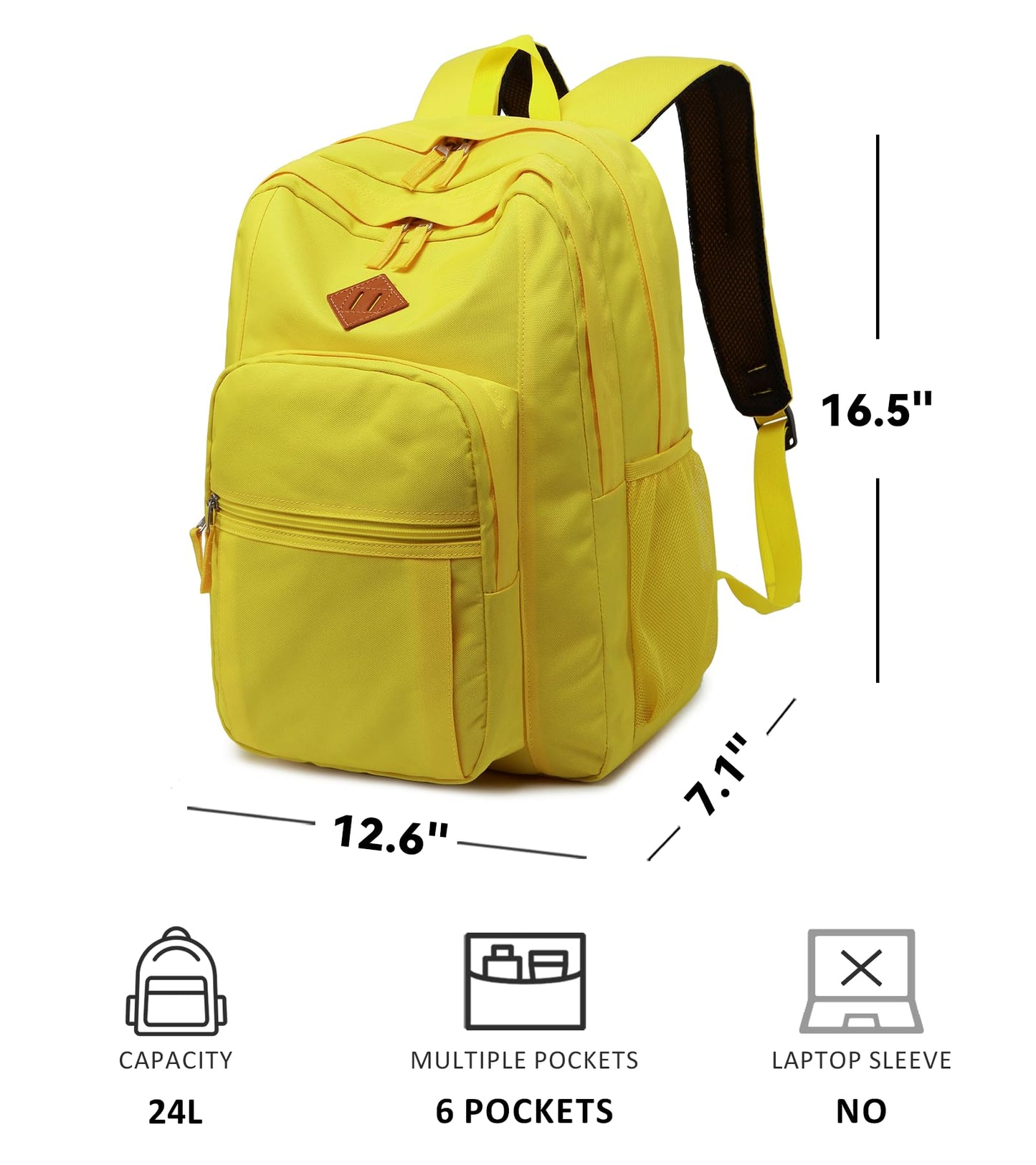 abshoo Classical Basic Womens Travel Backpack For College Men Water Resistant Bookbag (Yellow)