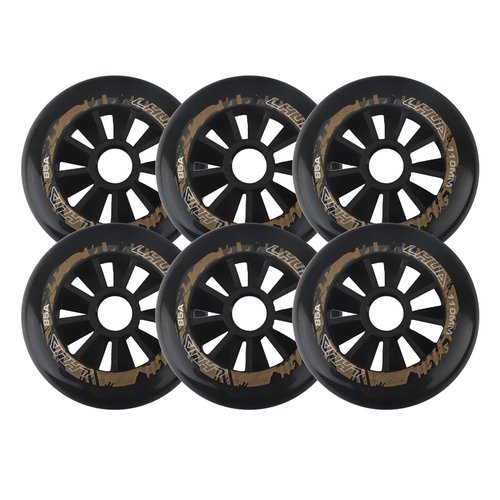 Speed Skate Wheels, 90mm/100mm/110mm Graffiti Print, 85A Hardness Roller Blade Wheel Replacement, Roller Blade Skating Wheels, Indoor/Outdoor, 6-Pack (Black, 110MM)