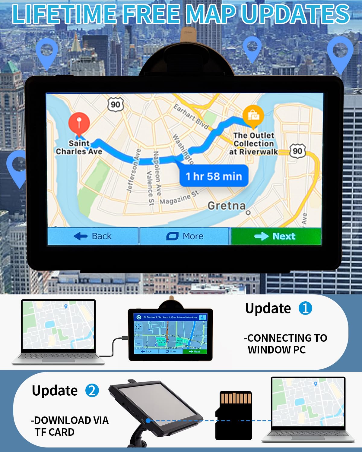 GPS Navigator for Car, 2026 Latest Map GPS for Car with 7'' Touchscreen, Free Lifetime Updates, Car Navigation with Voice Guidance, Speed & Red Light Warning for Truck RV Cars