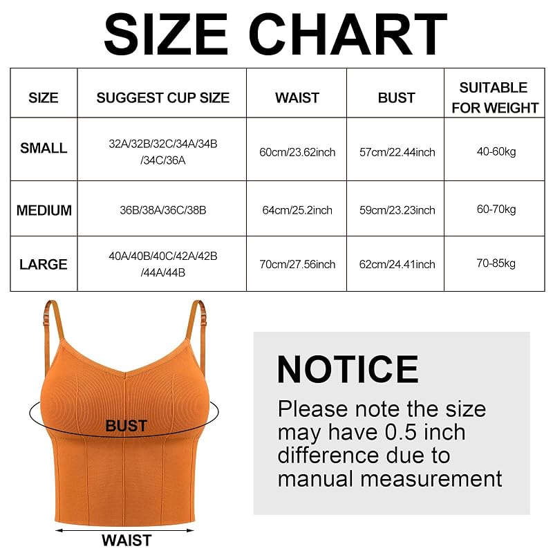 8-Pack Sports Bras Low Back Seamless Camisole Set with Adjustable Straps - Variety Colors (Black, Khaki, White, Gray, Yellow, Orange, Green, Dark Green)