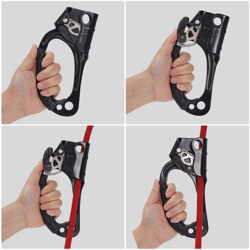 SOB Hand Ascender, Rock Climbing Tree Arborist Rappelling Gear Equipment Rope Clamp for 10~13MM Rope (Left Hand Black)