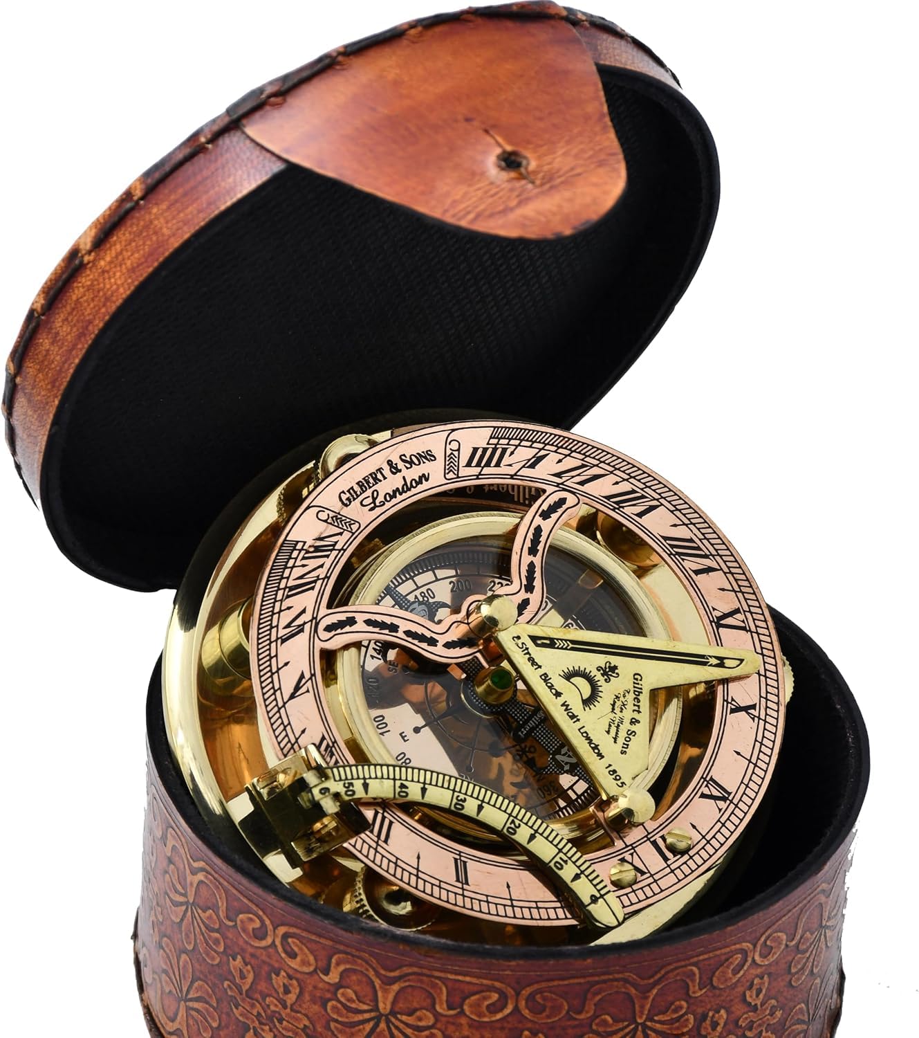 Trust in The Lord with All Your Heart -Proverbs 3: 5-6 Quote Engraved Compass with Leather Box, Sundal Compass, Gift Compass, Graduation Gifts Compass for Women Mens Boy Girls