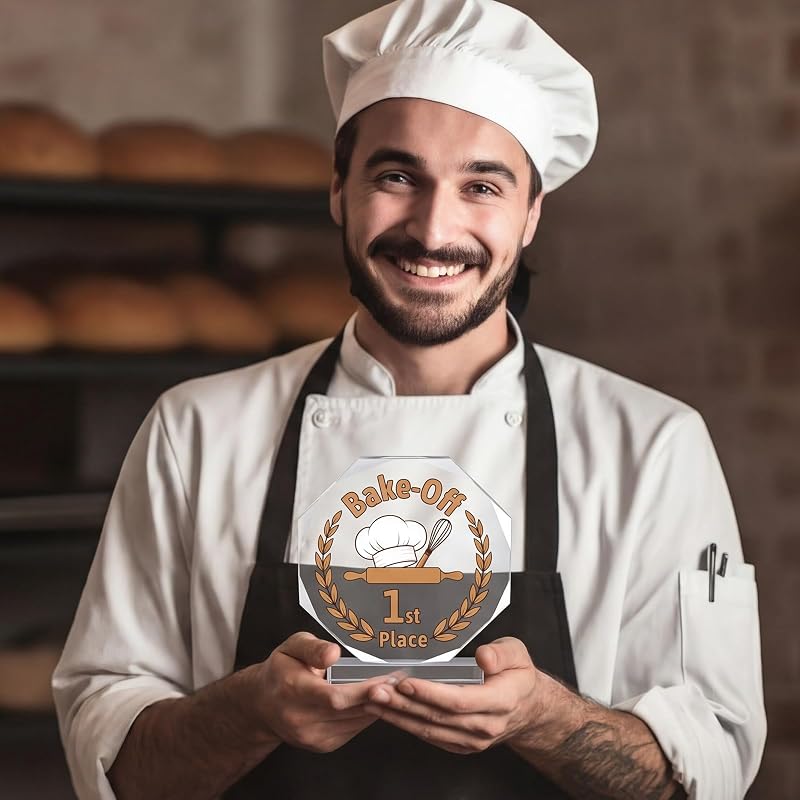 Bakery Bake Off Trophy Set - 3 Acrylic Trophies with Chef Hat Design (Variation: Chef Hat)