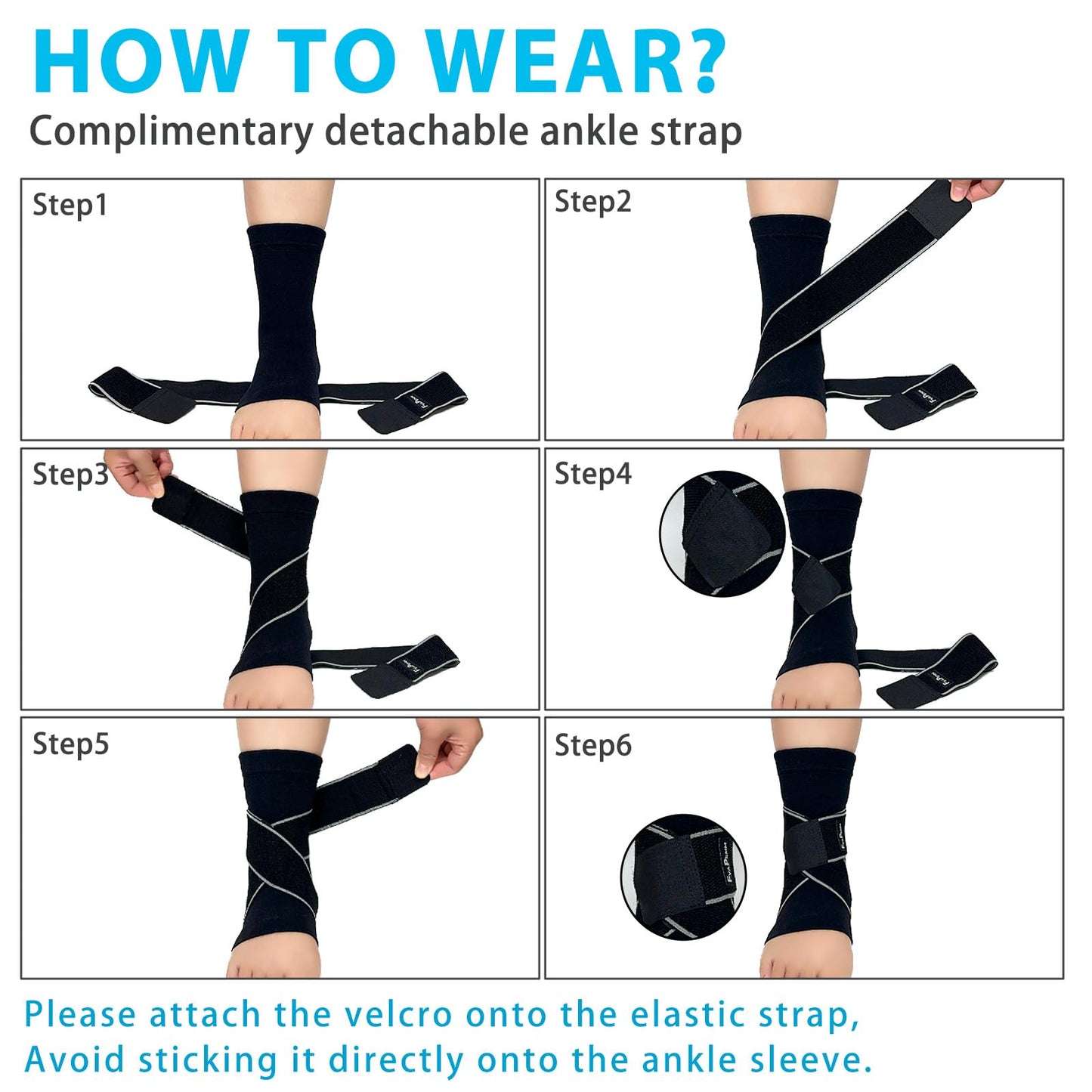 FvaPemm Ankle Brace for Women Men, 2 Pack Ankle Compression Sleeve Support Copper Infused Ankle Brace for Sprained Ankle, Plantar Fasciitis Sports, Achilles Tendonitis Pain Relief, Black, S