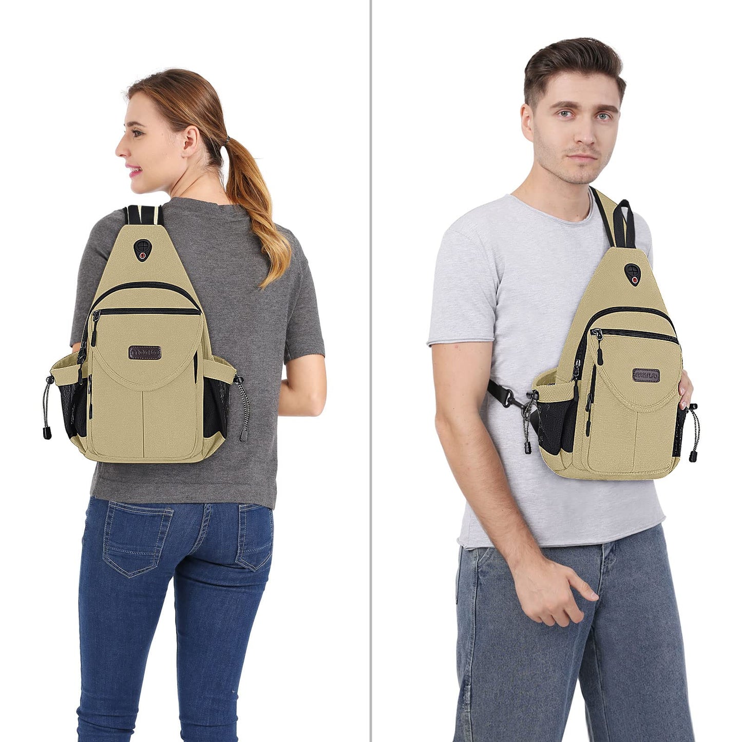MOSISO Crossbody Sling Bag for Women, Shoulder Backpack, Hiking Daypack Bag, Khaki