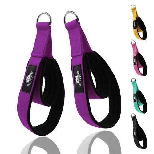 Lights Mountain 1 Pair Extended Pilates Double Loop Straps for Reformer, Fitness D-Ring Straps Handle, Yoga Exercise Accessories for Home Gym Workout