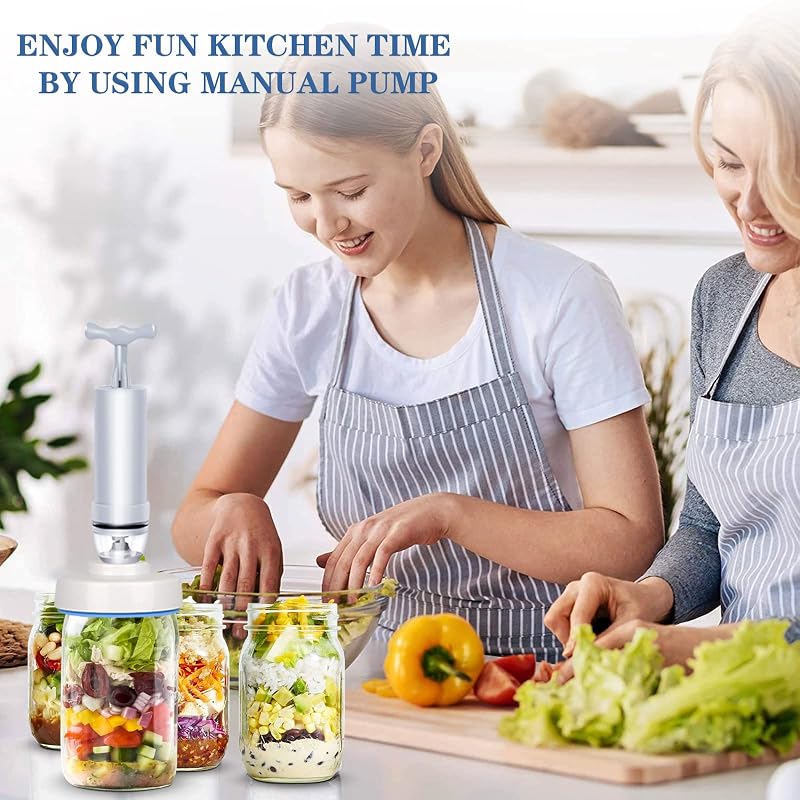 Mason Jar Vacuum Sealer Kit with Manual Pump & Lid Opener for Wide & Regular Mouth Jars