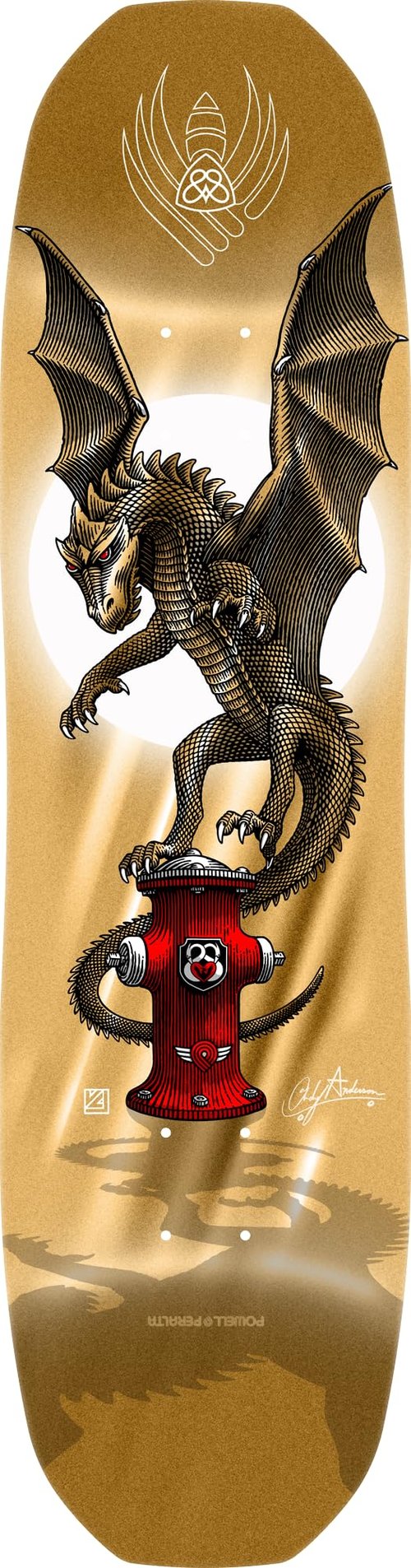 Powell Peralta Andy Anderson Hydrant Flight Skateboard Deck, Gold Foil, 8.4" x 32"