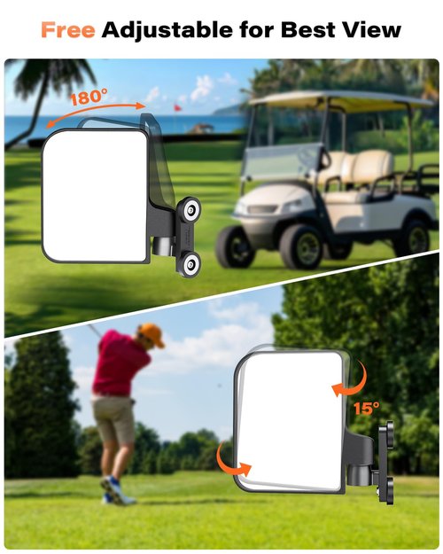 A2C Universal Magnetic Golf Cart Side Mirrors Compatible with EZGO Yamaha Club Car, No Drilling Large Magnetic Tractor Golf Cart Mirrors for Kubota Mahindra John Deere, Golf Car Tractor Accessories