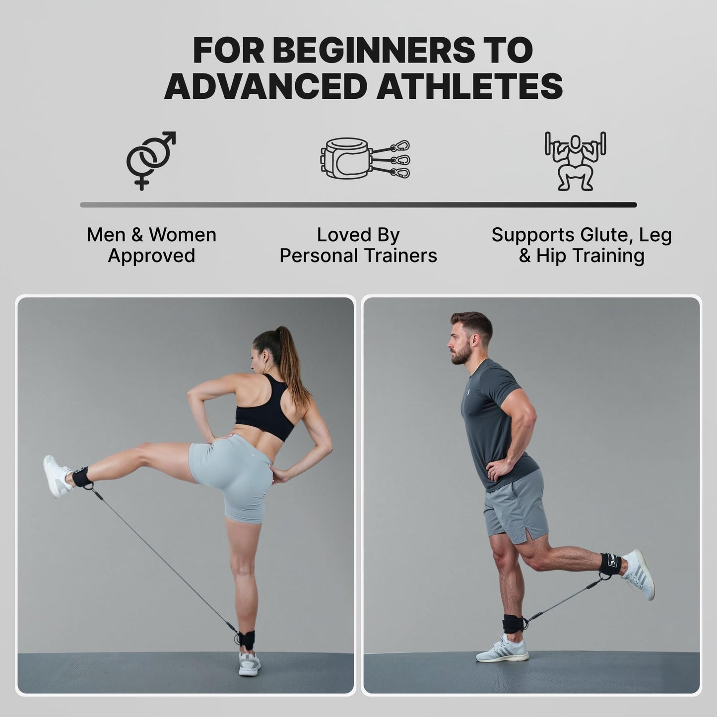 DMoose Fitness Ankle Strap with Tube Resistance Band for Cable Machines - Padded Ankle Cuff & Durable Tube Band for Glute Kickbacks, Leg Workouts, Hip Abduction, Resistance Training