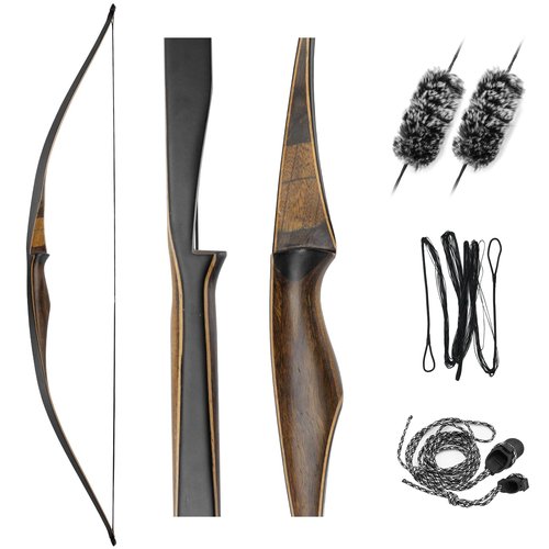 HANDBAIGE 52 Inch Traditional Longbow for Adults Archery Wooden Longbow Handmade Long Bow for Hunting Right Hand Bow Kit (25lbs)