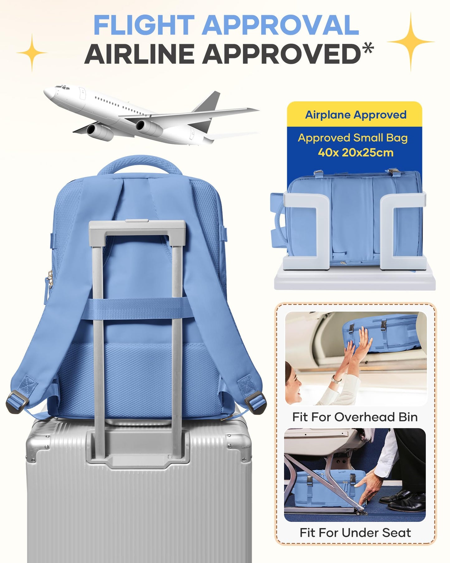 Travel Backpack for Women Airline Approved Carry on Backpack for Airplanes Mochila De Viaje Personal Item Travel Bag Spirit Airlines Personal Item Bag 18x14x8 Backpack for Traveling on Airplane