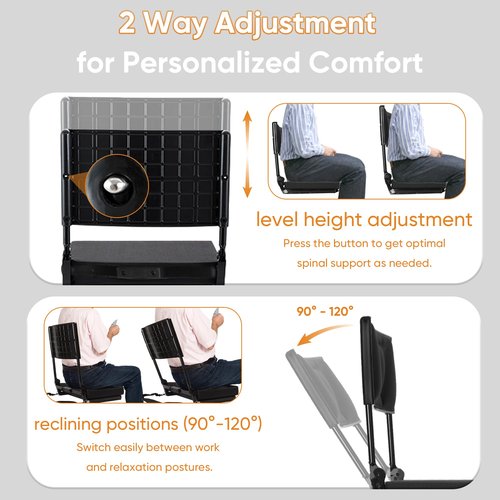 veook Adjustable Stadium Seats with Back Support – Padded Bleacher Chairs with Back and Cushion, Folding Portable Wide Bleacher Seat with Storage Pockets & Cup Holder – Support Up to 350 lbs