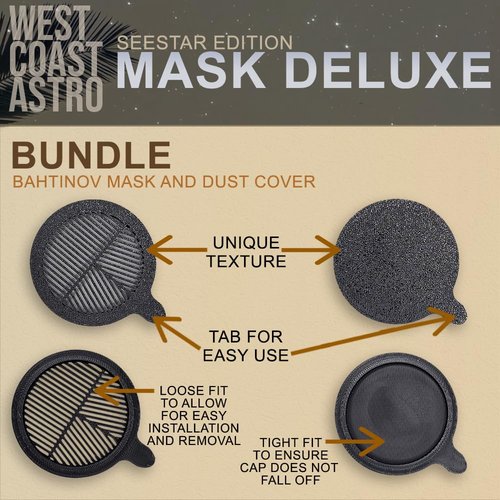Generic ZWO Seestar S50 - MASK Deluxe Bundle (Bahtinov Mask and Dust Cover), Black