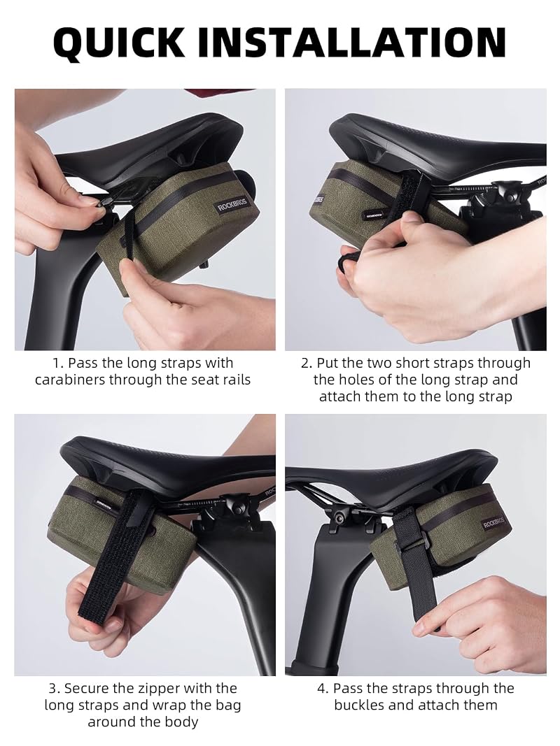 RockBros 0.4L Bike Saddle Bag Khaki Waterproof Ultra Small