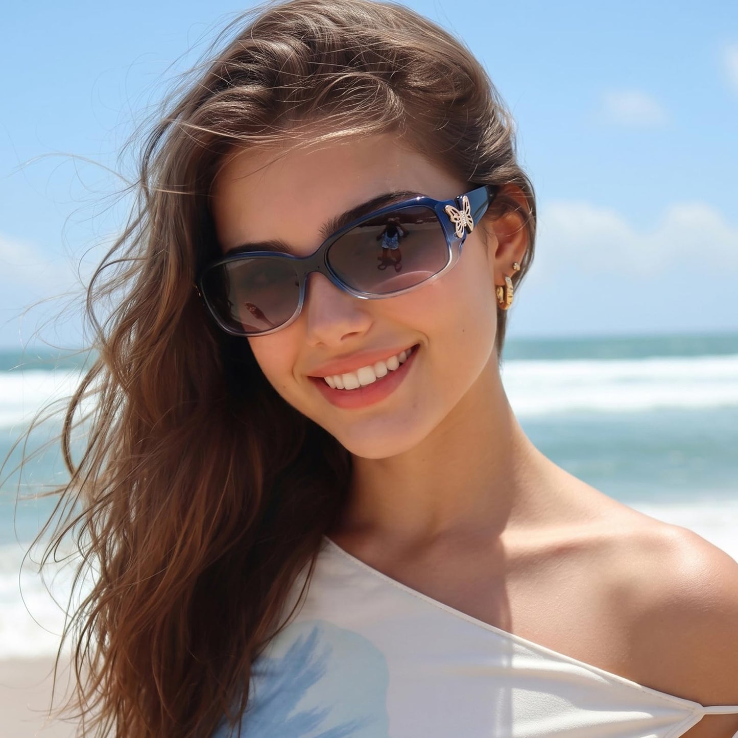 TJUTR Polarized Sunglasses for Women with Wrap Around Butterfly Design, Trendy Jackie-O Style for UV400 Protection