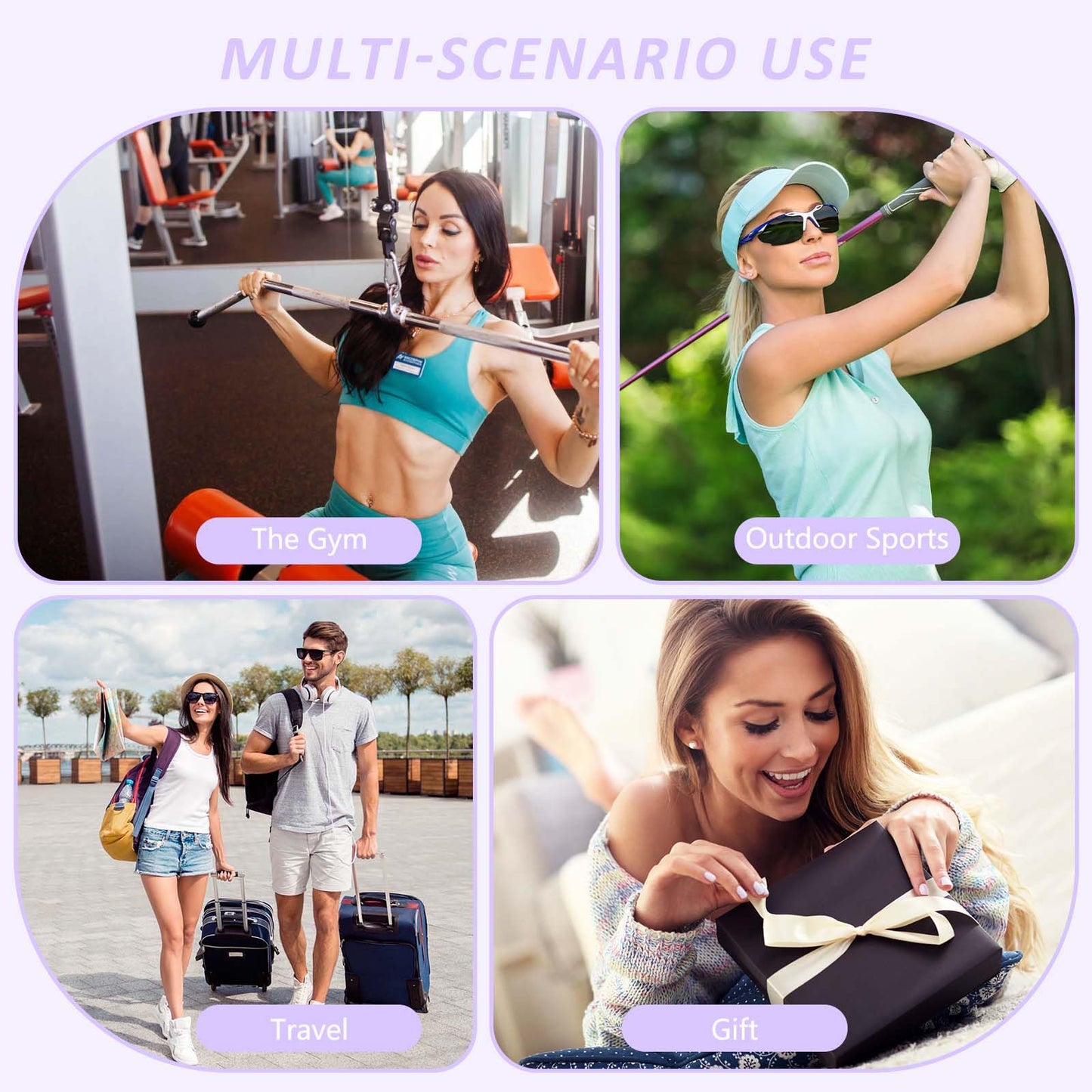 JACZZO Magnetic Gym Bag for Men and Women, Small Crossbody Gym Bag, Water Bottle with Phone Holder, Gym Gifts for Women (Purple)