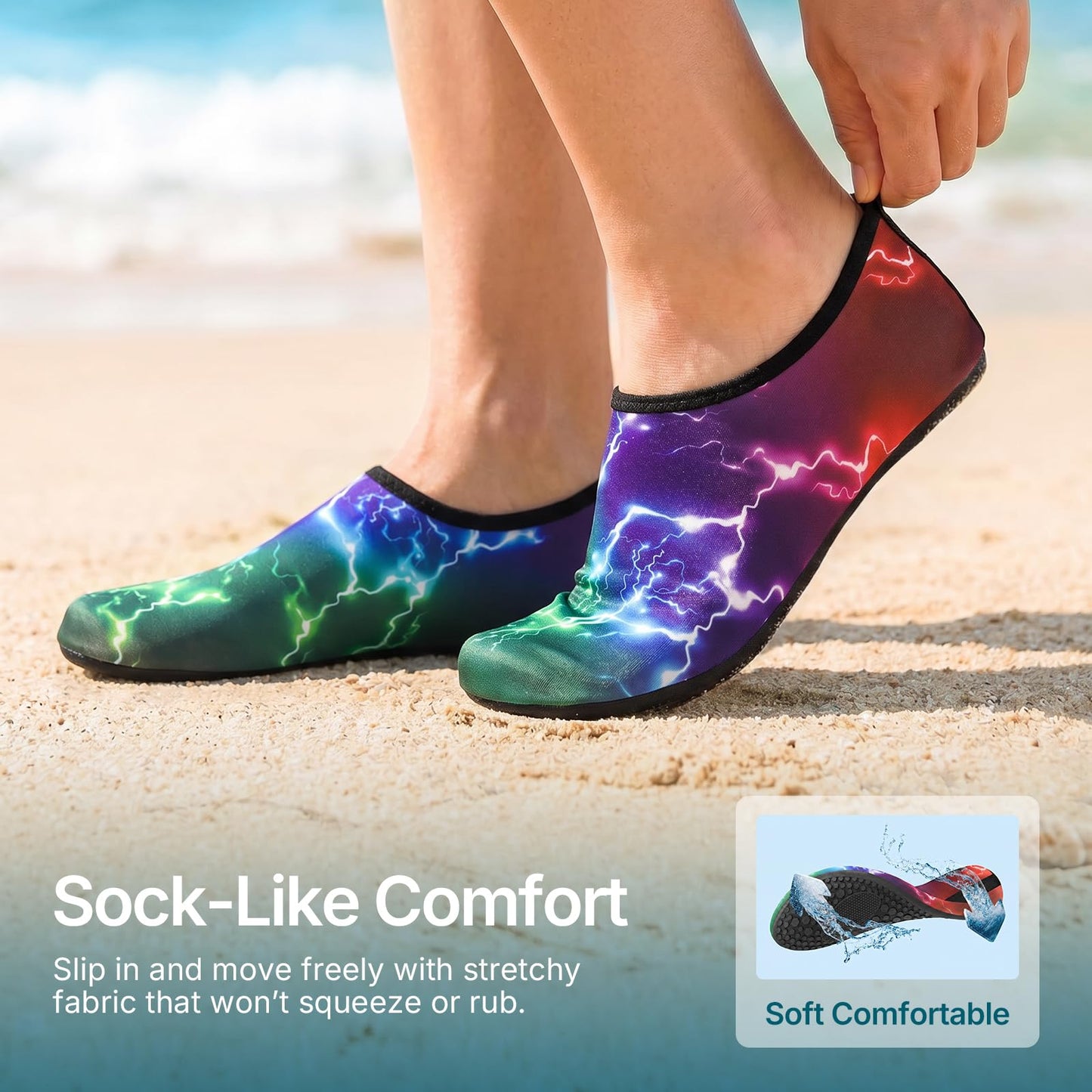 Water Shoes for Women Men Quick-Dry Aqua Socks Swim Beach Barefoot Yoga Exercise Wear Sport Accessories Pool Camping Must Haves Adult Youth Size 7-8Women/6-7Men