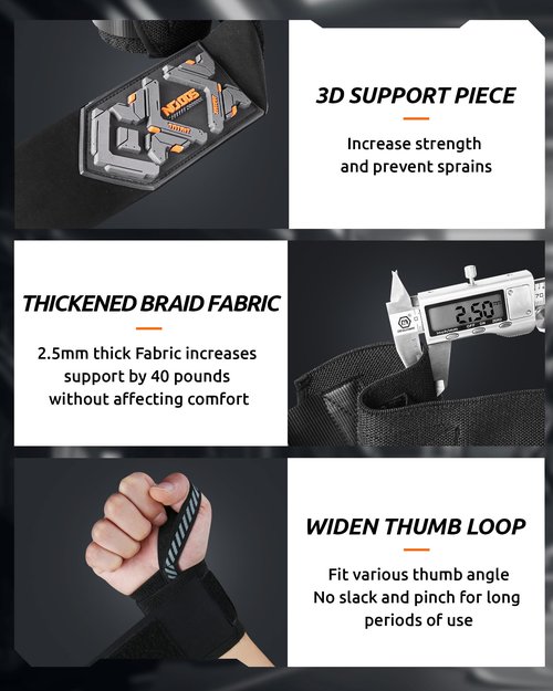 Jaffick 18" Professional Dual-Pressure Weightlifting Wrist Wraps with Heavy Thumb Loop for Men & Women - Wrist Support for Bench Press, Powerlifting, CrossFit, and Strength Training