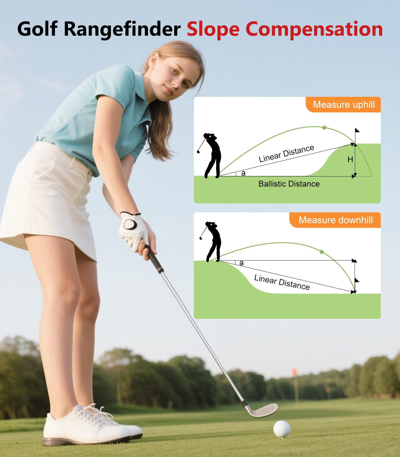 Flagfront Range Finder Golf Rangefinder with Slope, 1200 Yards Golf Range Finder, 6X Magnification, Flag Locking Vibration, Must Accessories for Golfer