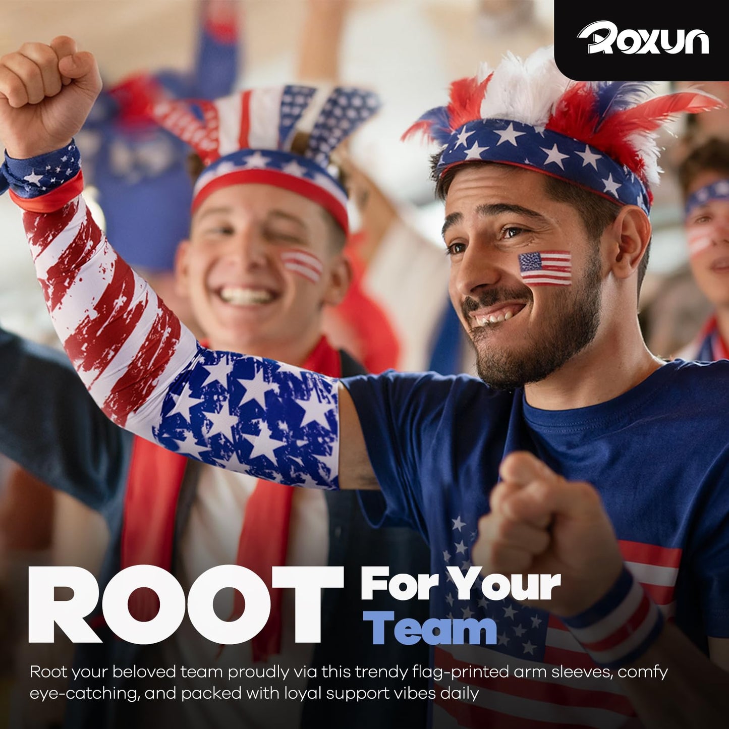 ROXUN 2 Pairs Flag Arm Sleeves Cooling UV Protection for Men Women Soccer Football Sports Brazil Flag