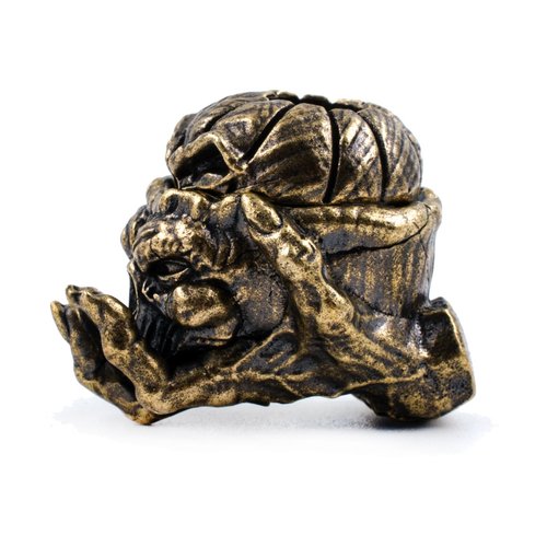 FLAMEDUKE Knife Lanyard Beads - Lost-Wax Cast Paracord Bead for Knife, with 550-Cord Slot | Patina-Aging Brass Paracord Beads for EDC Kits, Survival Gear & Zipper Mods | Men's DIY Gift Set