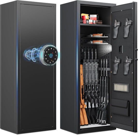 12-15 Gun Safe Gun Safe for Rifles and Pistols Large Rifle Safe Biometric Quick Access Fingerprint Gun Rifles and Password Lock Gun Safes & Cabinets with Adjustable Shelves