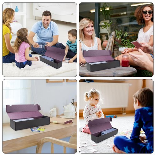 XRACV 1100+ Trading Card Storage Box, 6-Pack Corrugated Cardboard Bulk Sports Storage Box for TCG/Magic/Mtg Basketball Cards, Collectible Trading Cards (Black&Purple)