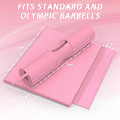 Lights Mountain 2-in-1 Barbell Pad for Hip Thrust, Squat, Bench Press & Weightlifting – Thick Foam Padding – Fits Standard & Olympic Bars – 17"x4.7" Pink