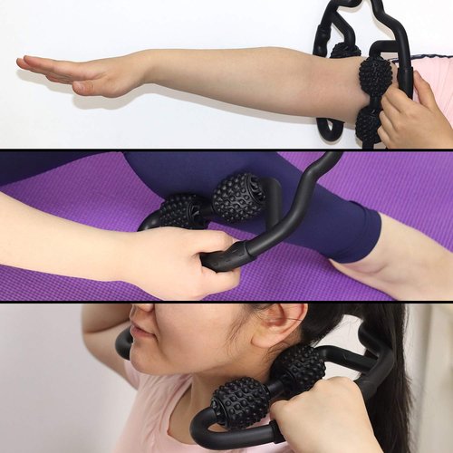 MZDXJ Trigger Point Muscle Roller for Calves, Leg, Arms, Tennis Elbow and Golfer Elbow, Foam Roller Deep Massage Tool for Relieve Muscle Soreness, Stiffness and Tight Muscles (Black)