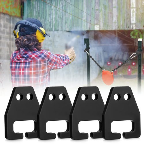 Zonon 4 Pcs Fence Post Hanger, Target Hanger for Shooting, Fits 1.25" or 1.33" T-Post, Made of AR500 Material with Powder Coating, Double-Ended Hanging Chain, DIY Pipe Target Assembly Stands