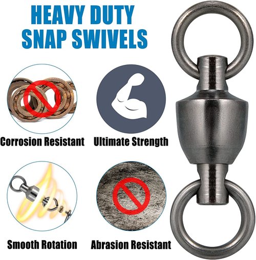 Dr.Fish 20 Pack Ball Bearing Fishing Swivels, Swivels Fishing Tackle Saltwater, Freshwater Stainless Heavy Duty Lure Leader Line Connector #0