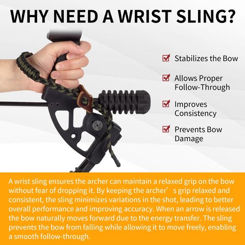 SPG Archery Bow Wrist Sling, Adjustable Strap Sling Comfortable Bow Wrist Strap Sling for Compound Bow Accessories