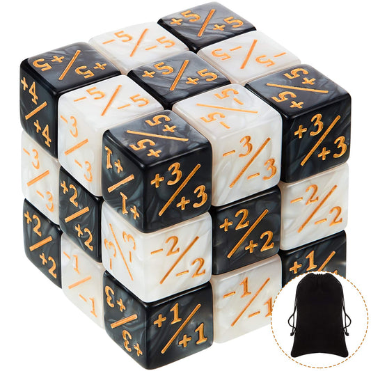 24 Pieces MTG Counters Dice +1/+1 Buff Tokens Black Plus 1 Counter Magic Dice Set for MTG D6 TCG Cards Gaming Accessories