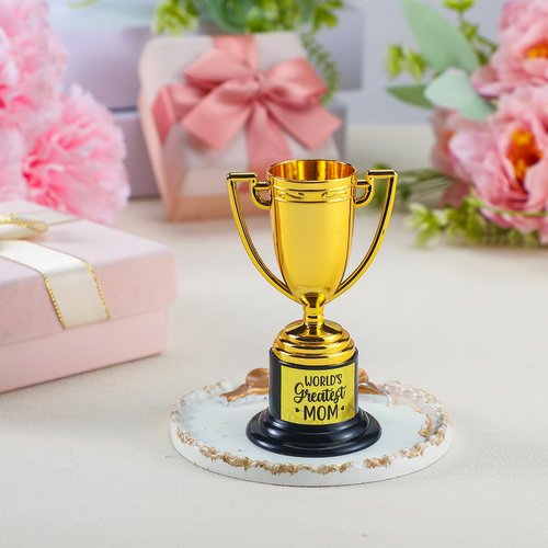 VioraWhite Mothers Day Birthday Gifts for Mom from Husband Daughter Son World's Greatest Mom Trophy Small Funny Gold Trophy Cup Best Mama Ever Gift for Mother's Day Birthday Appreciation Award Present