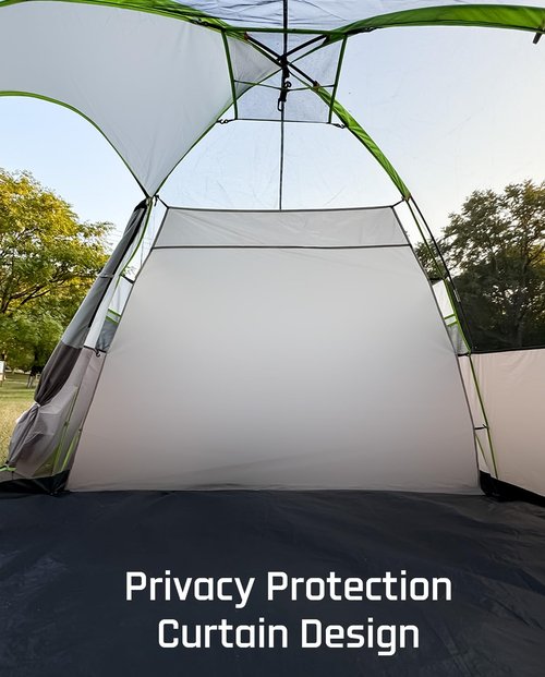 LOYEAHCAMP 8 Person Larger Extended Dome Camping Tent with 3 Rooms, Waterproof Semi-Freestanding Family Outdoor Tent with Spacious Interior and Mesh Windows