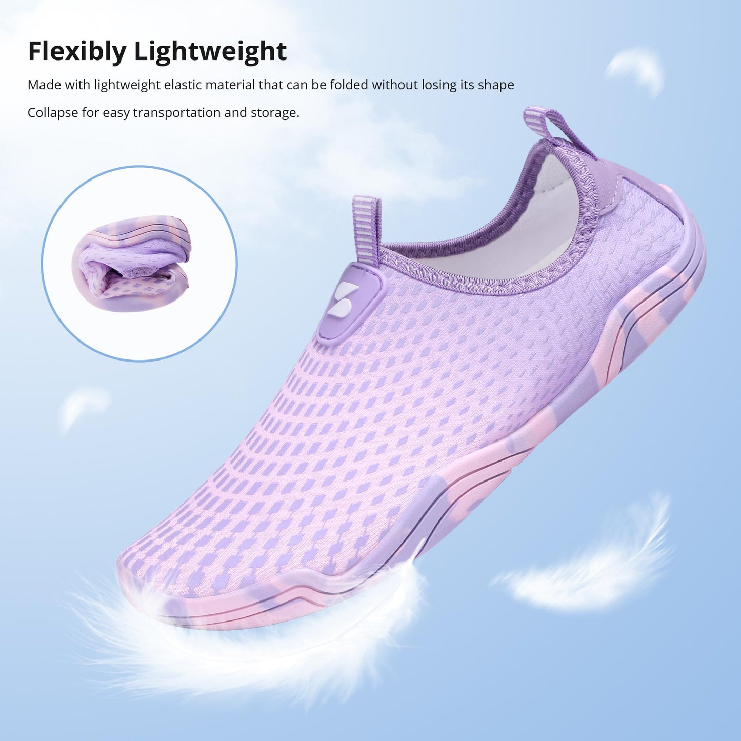 Stelle Water Shoes for Women Men Barefoot Quick Dry Aqua Socks for Swim Beach River Pool Surf Yoga Shower(Lilac,11MW)
