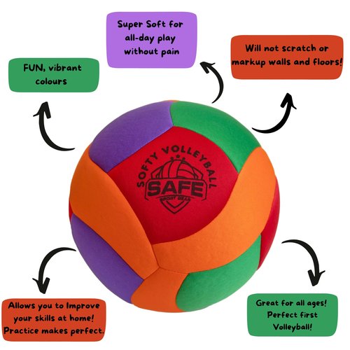 Softy Volleyball - Super Soft Designed for Pain-Free Play - Awesome Kids Indoor Ball with a Realistic Feel and Bounce - Perfect Ball for House (Softy Volleyball)