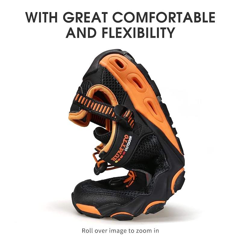 HUMTTO Amphibious Water Shoes for Men - Quick-Dry River Sandals with Closed Toe, Non-Slip Sole (Variation: Black+11-11.5)