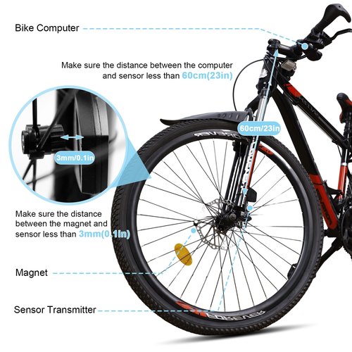 CYFIE Bike Computer Wireless, Multi-Functions Waterproof Bike Odometer and Speedometer mph, Cycling Speed Tracker with 2.9'' LCD Screen Backlight, Valentine's Gift for Bicyclist, Men, Women, Kids