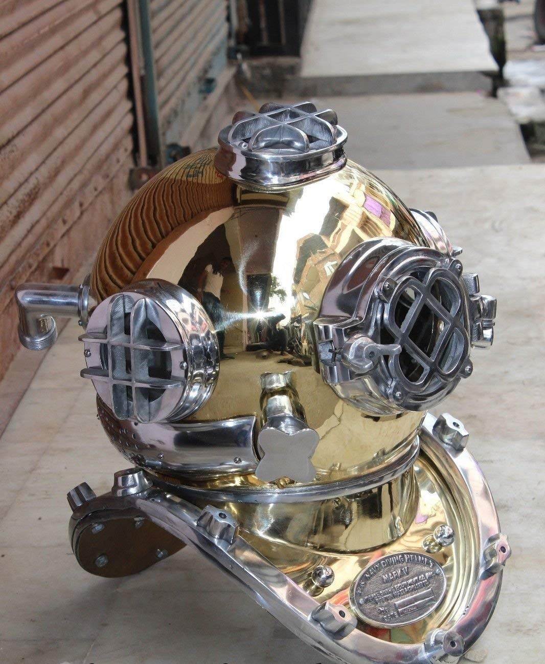 18" Scuba Diving Nautical Helmet | Maritime Ship's Decorative Helmet | Nagina International (18 Inches, Aluminum Nickel)