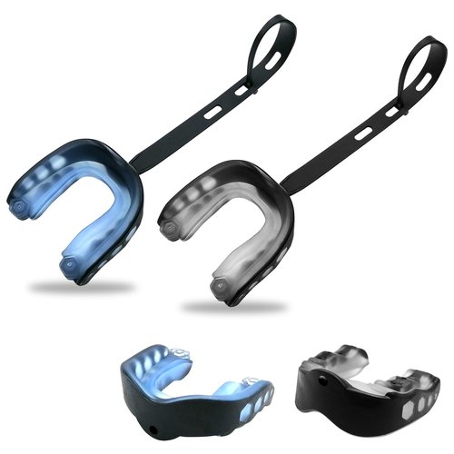 Football Mouth Guard, 2Pcs Mouthpiece Football, Youth Sports Mouth Guard with Strap Mouthguards for Youth and Adult Athletes, Hockey, Rugby, Boxing and Lacrosse
