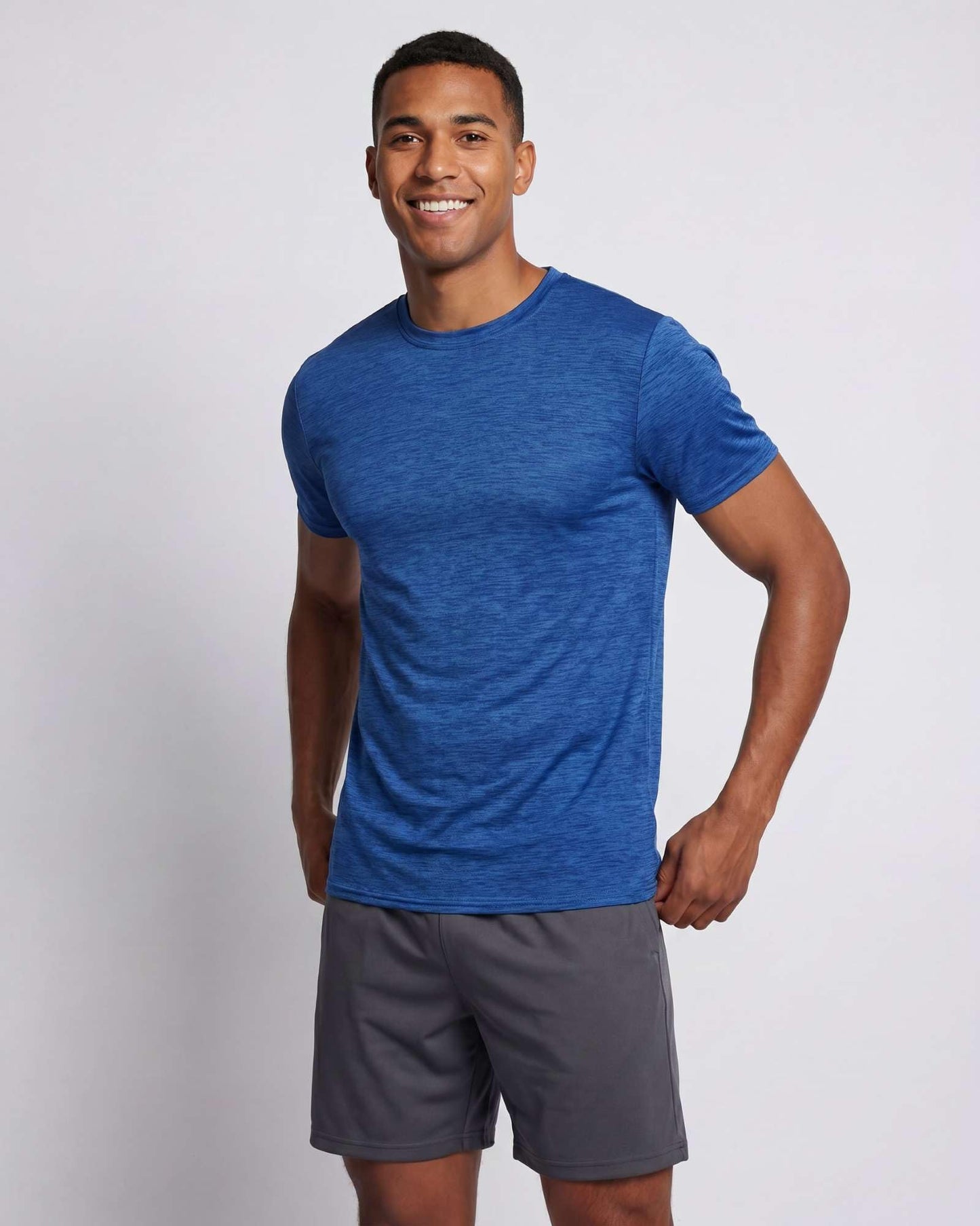 Real Essentials 5 Pack: Men's Dry-Fit Short Sleeve Crew Neck T Shirts Fitness Running Gym Workout Cool Exercise Athletic Tee, Set 10, 3X-Large