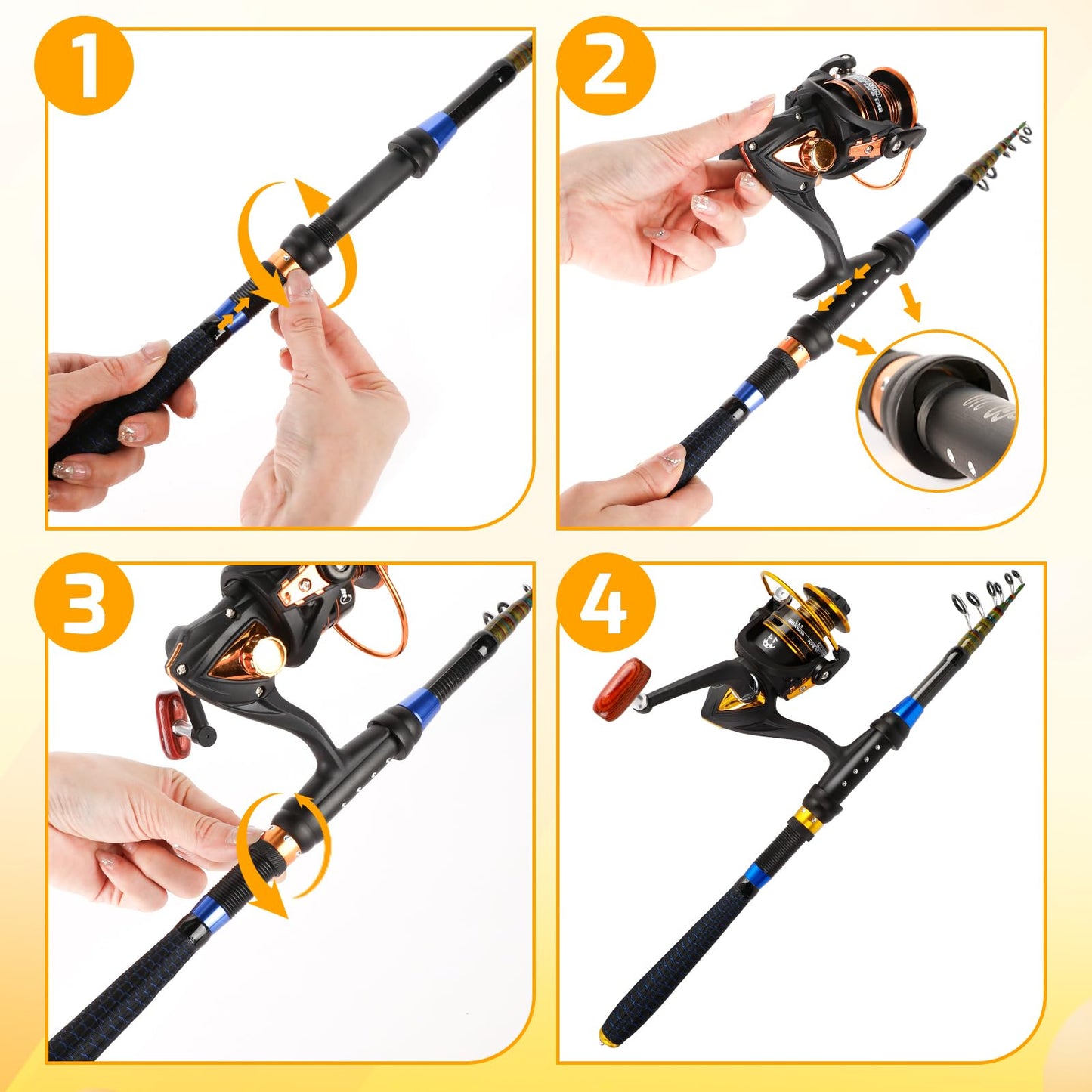 Kids Fishing Pole Set, Telescopic Fishing Rod and Reel Combo Kit for Kids/Youth, Fishing Pole for Beginners with Spincast Fish Reel, Fish Tackles, Fish Lures, Fish Lines 【Ambidextrous】