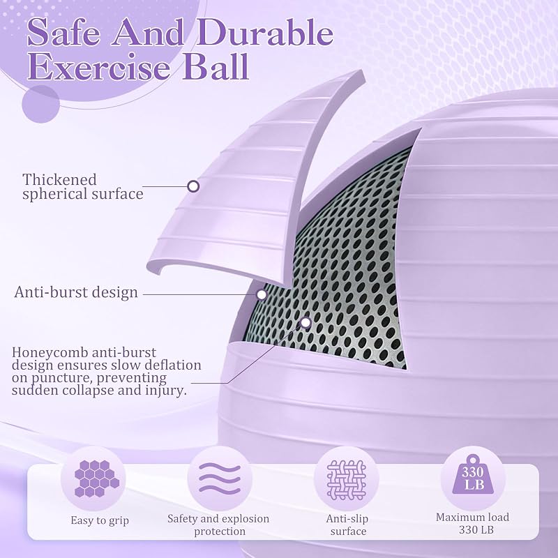 6-in-1 Yoga Ball Set with Blocks, Strap & Pump — Purple