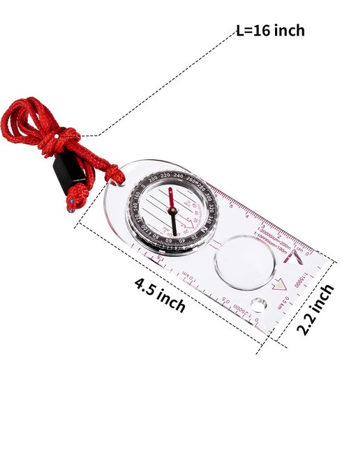 6 Pieces Orienteering Compass Hiking Navigation Backpacking Compass Map Reading for Scout Outdoor Camping Survival Gifts(Style 2)
