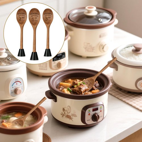 Ptwola 3PCS Wooden Spoon Award Trophies Set Funny Chili Cook Off Prizes Laser Engraved Pepper Event Winner Decorations Medals with Removable Base for Food Baking Contest Competition Party Supplies
